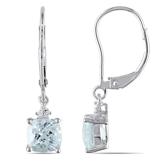 Original AMOUR Aquamarine Leverback Earrings with Diamonds In 10K White Gold JMS always Earrings Original AMOUR Aquamarine Leverback Earrings with Diamonds In 10K White Gold JMS always Earrings