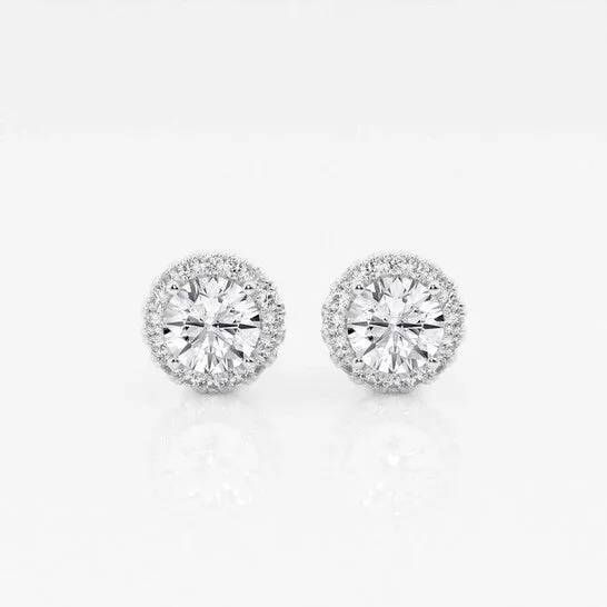 Original Brilliant Diamond 14KT White Gold 1 15 cttw RoundCut Lab Grown Diamond Halo Stud Earrings for Women GSI JMS always Earrings Original Brilliant Diamond 14KT White Gold 1 15 cttw RoundCut Lab Grown Diamond Halo Stud Earrings for Women GSI JMS always Earrings