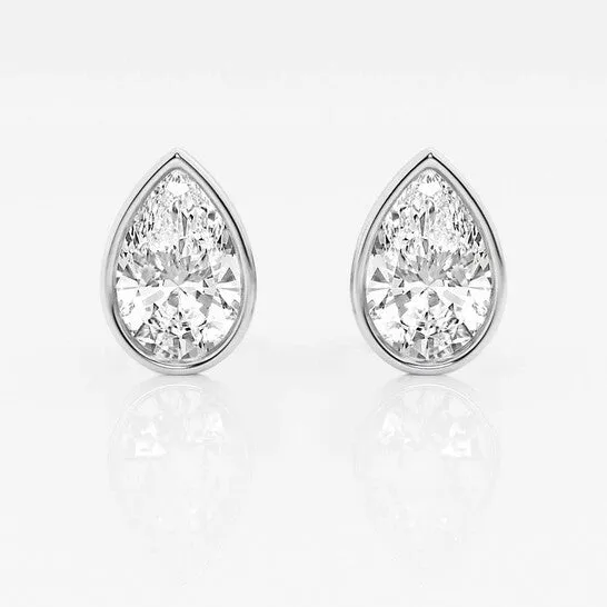 Original Brilliant Diamond 14KT White Gold 3 cttw PearCut Lab Grown Diamond Bezel Set Solitaire Stud Earrings for Women FGVSSI JMS always Earrings Original Brilliant Diamond 14KT White Gold 3 cttw PearCut Lab Grown Diamond Bezel Set Solitaire Stud Earrings for Women FGVSSI JMS always Earrings