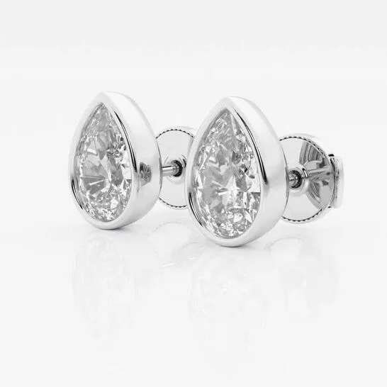 Original Brilliant Diamond 14KT White Gold 3 cttw PearCut Lab Grown Diamond Bezel Set Solitaire Stud Earrings for Women FGVSSI JMS always Earrings Original Brilliant Diamond 14KT White Gold 3 cttw PearCut Lab Grown Diamond Bezel Set Solitaire Stud Earrings for Women FGVSSI JMS always Earrings