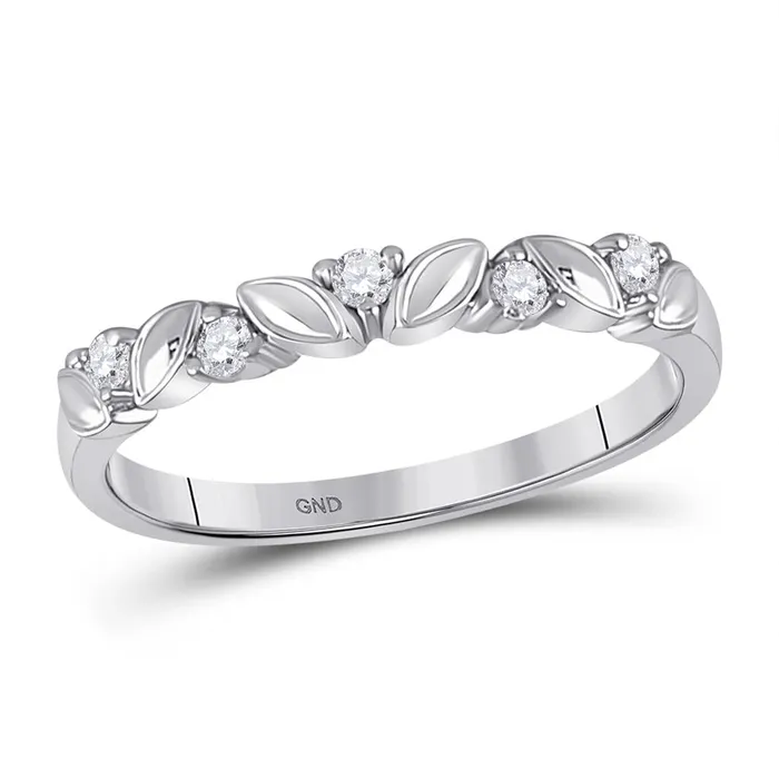 Rings gndatlanta 14k White Gold Round Diamond 5Stone Stackable Band Ring 110 Cttw