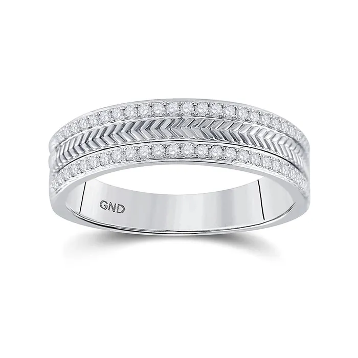 Rings gndatlanta 14k White Gold Round Diamond Wedding Wheat Texture Band Ring 13 Cttw