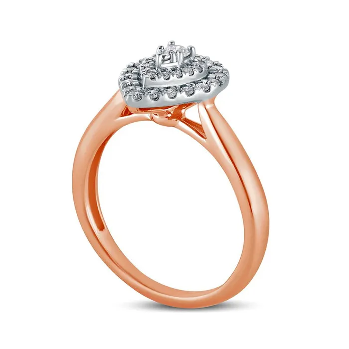 Rings Goldia 033 CT TW Composite Natural Diamond Double PearShaped Frame Engagement Ring in Solid 14K Rose Gold Rings Goldia 033 CT TW Composite Natural Diamond Double PearShaped Frame Engagement Ring in Solid 14K Rose Gold