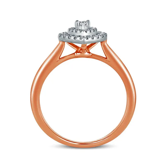 Rings Goldia 033 CT TW Composite Natural Diamond Double PearShaped Frame Engagement Ring in Solid 14K Rose Gold Rings Goldia 033 CT TW Composite Natural Diamond Double PearShaped Frame Engagement Ring in Solid 14K Rose Gold