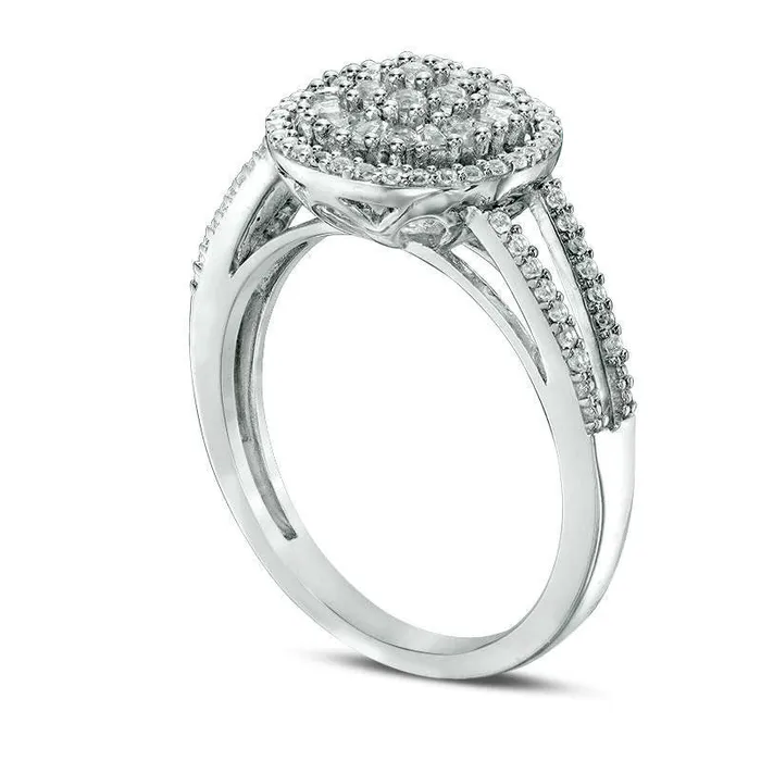 Rings Goldia 050 CT TW Baguette and Round Composite Natural Diamond Split Shank Ring in Sterling Silver Rings Goldia 050 CT TW Baguette and Round Composite Natural Diamond Split Shank Ring in Sterling Silver