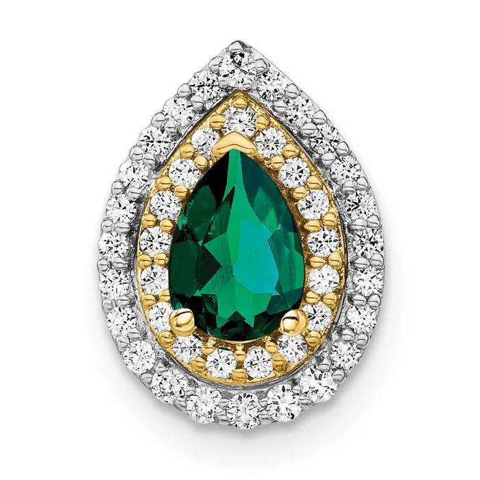 Rings Goldia 14k TwoTone Gold Lab Grown Real Diamond u0026 Created Emerald Pendant