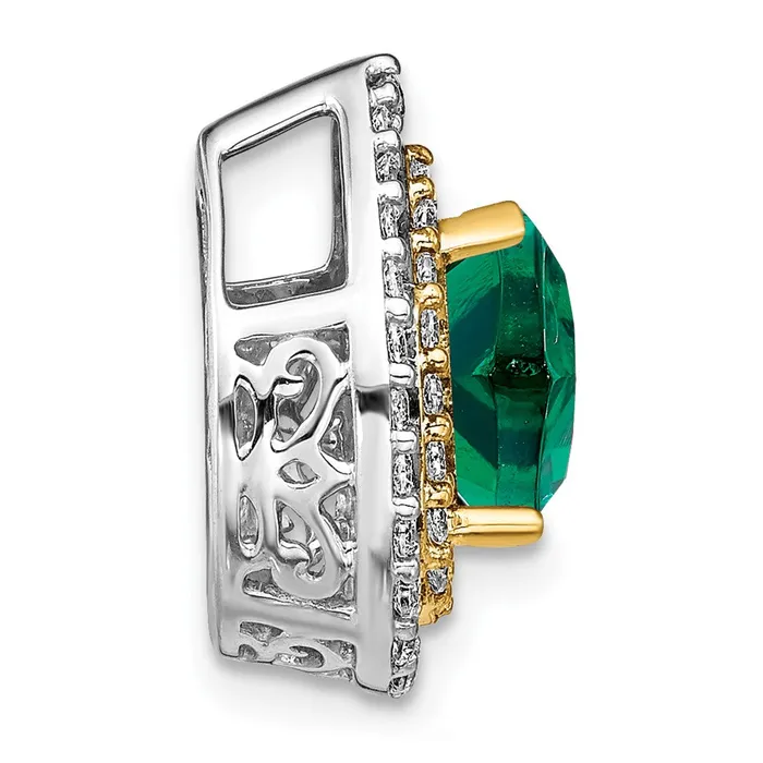 Rings Goldia 14k TwoTone Gold Lab Grown Real Diamond u0026 Created Emerald Pendant