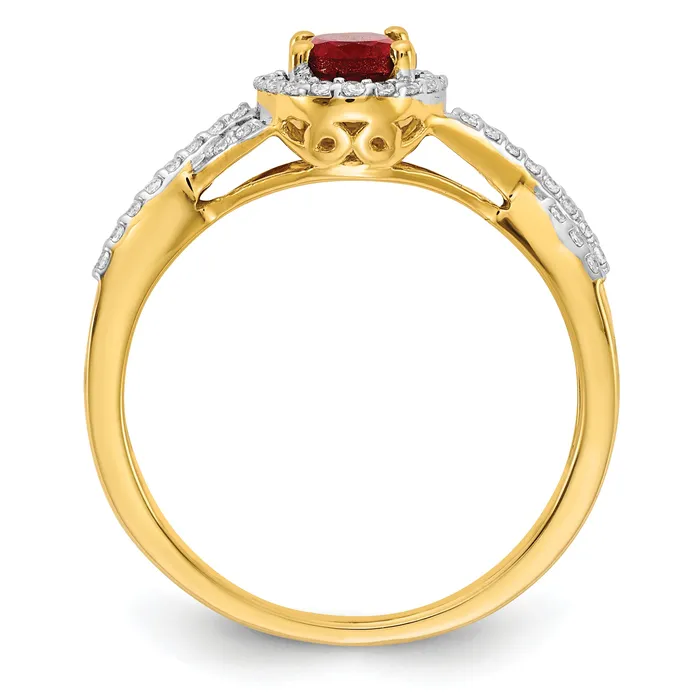 Rings Goldia 14k Yellow Gold 15 Ct Lab Grown Diamond VSSI G and Lab Created Ruby Oval Halo Ring