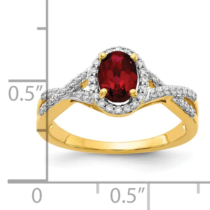Rings Goldia 14k Yellow Gold 15 Ct Lab Grown Diamond VSSI G and Lab Created Ruby Oval Halo Ring