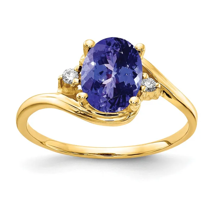 Rings Goldia 14k Yellow Gold 8x6mm Oval Tanzanite VS Diamond ring