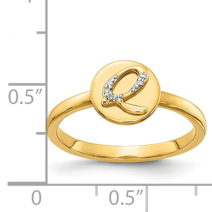 Rings Goldia Solid 14k Yellow Gold Simulated CZ Initial Q Ring
