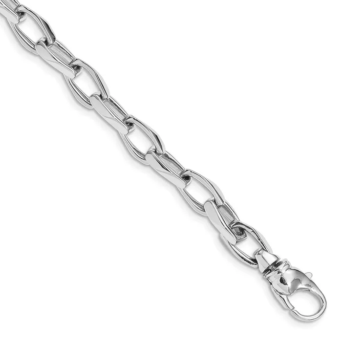 Solid 14K White Gold 24 inch 68mm Hand Polished Open Link with Fancy Lobster Clasp Chain Necklace MDS Necklaces Solid 14K White Gold 24 inch 68mm Hand Polished Open Link with Fancy Lobster Clasp Chain Necklace MDS Necklaces