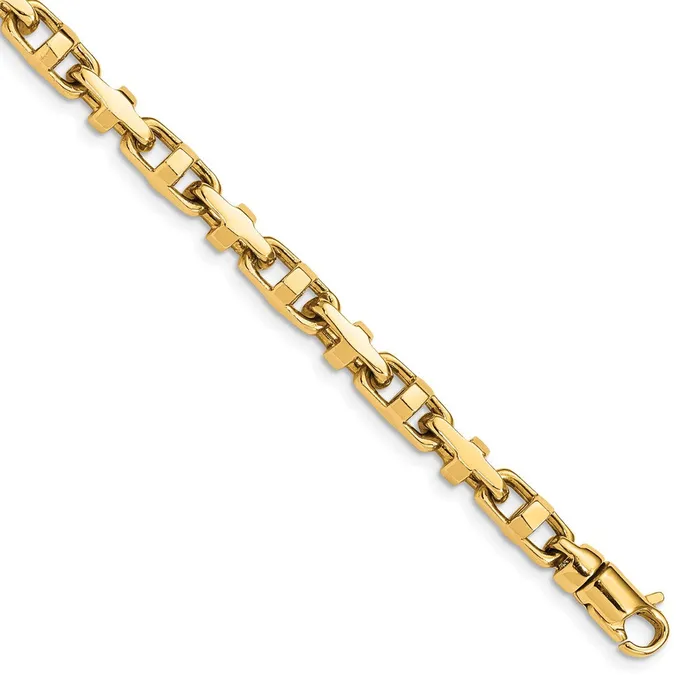 Solid 14K Yellow Gold 24 inch 5mm Hand Polished Fancy Link with Lobster Clasp Chain Necklace MDS Necklaces Solid 14K Yellow Gold 24 inch 5mm Hand Polished Fancy Link with Lobster Clasp Chain Necklace MDS Necklaces