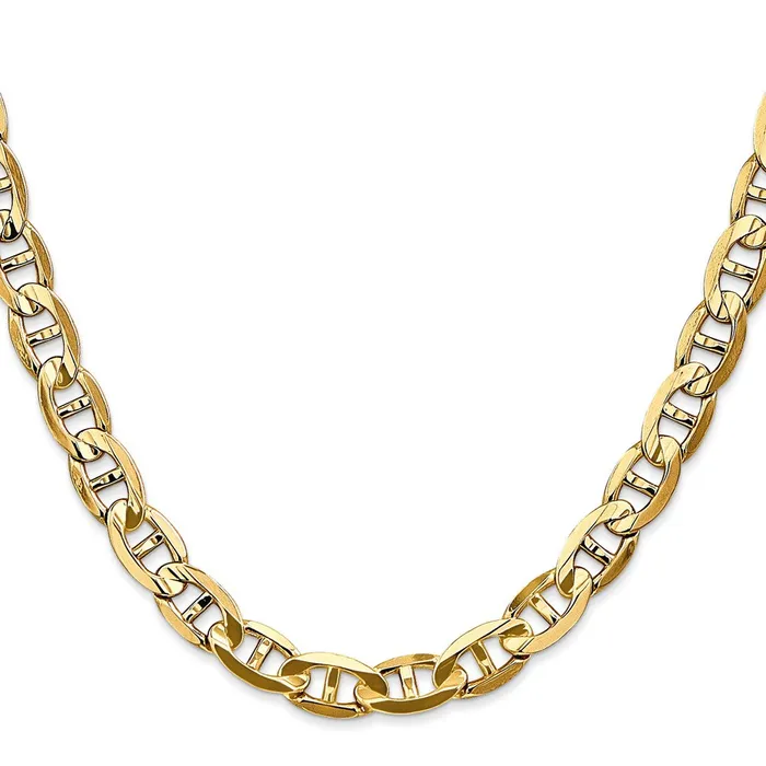Solid 14K Yellow Gold 24 inch 7mm Concave Anchor with Lobster Clasp Chain Necklace MDS Necklaces Solid 14K Yellow Gold 24 inch 7mm Concave Anchor with Lobster Clasp Chain Necklace MDS Necklaces