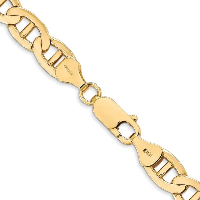 Solid 14K Yellow Gold 24 inch 7mm Concave Anchor with Lobster Clasp Chain Necklace MDS Necklaces Solid 14K Yellow Gold 24 inch 7mm Concave Anchor with Lobster Clasp Chain Necklace MDS Necklaces
