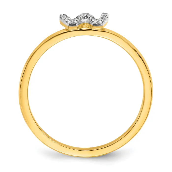 Solid 14k Yellow Gold Simulated CZ Initial W Ring Goldia Rings
