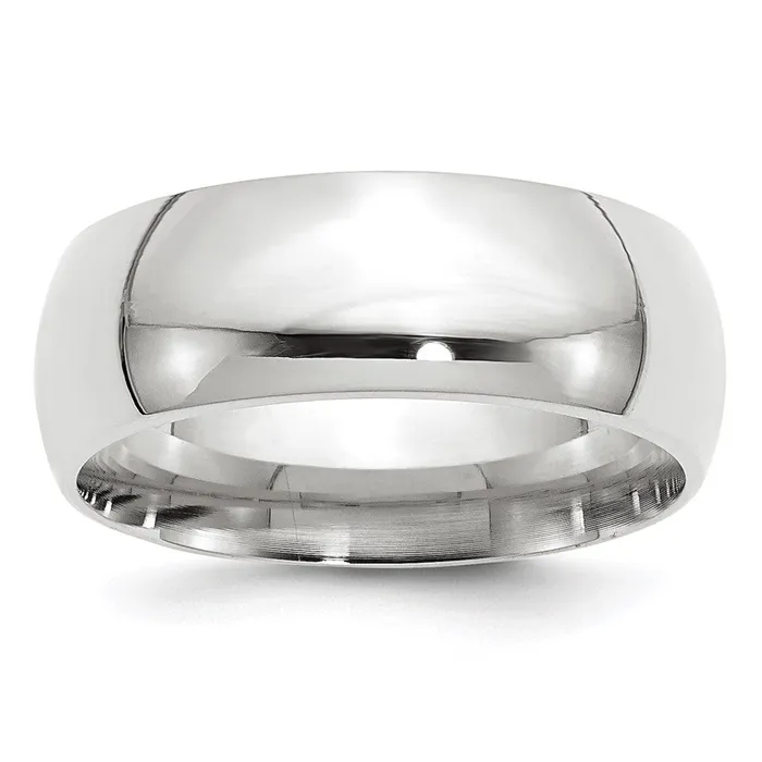 Solid 18K White Gold 8mm Standard Comfort Fit MensWomens Wedding Band Ring Size 125 Goldia Rings