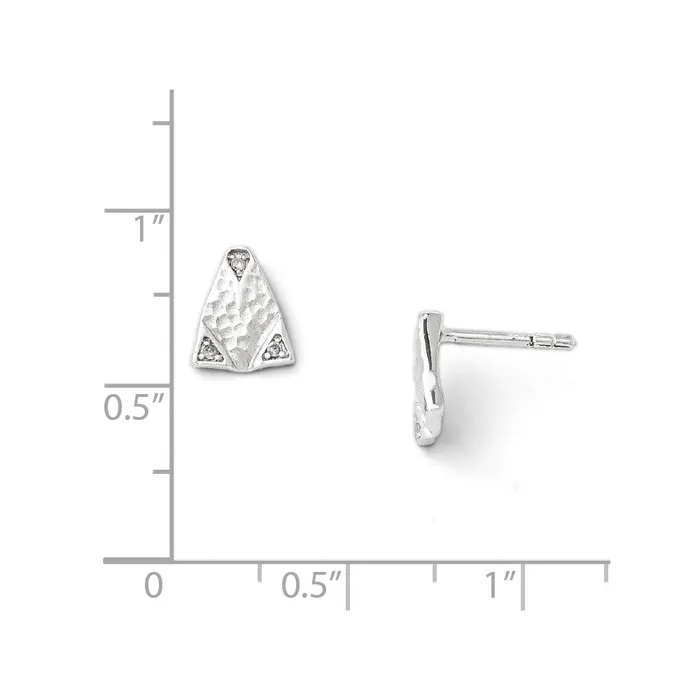 SS White Ice Textured Triangle Diamond Earrings Goldia Earrings