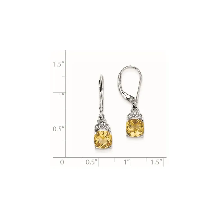 Sterling Silver Citrine and White Topaz Hinged Earrings Goldia Earrings