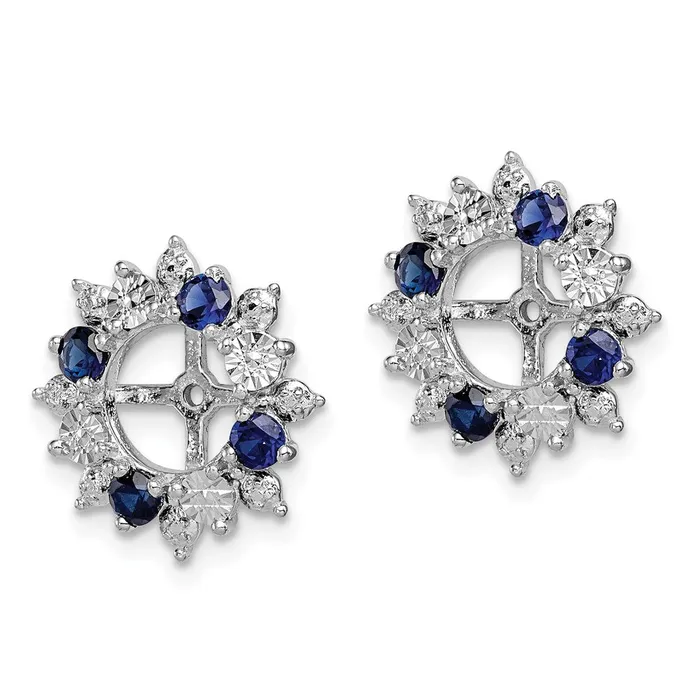Sterling Silver Rhodium Created Sapphire Earring Jacket Goldia Earrings