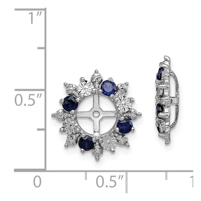 Sterling Silver Rhodium Created Sapphire Earring Jacket Goldia Earrings