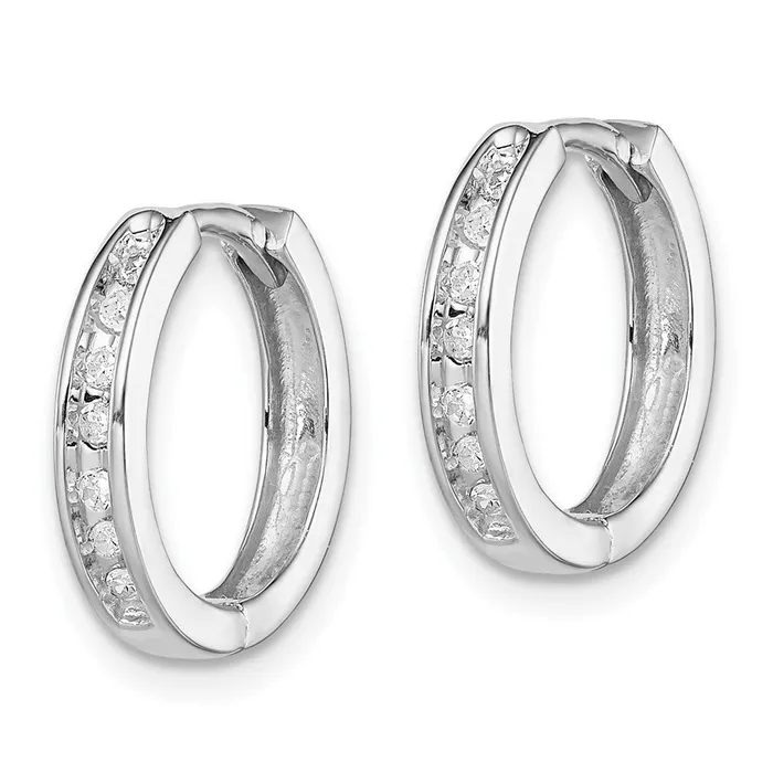 Sterling Silver Rhodium Diamond Huggie Earrings Goldia Earrings