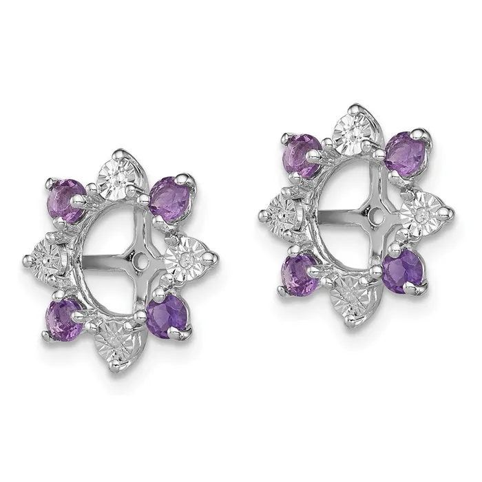 Sterling Silver Rhodium Diamond u0026 Amethyst Earring Jacket Goldia Earrings