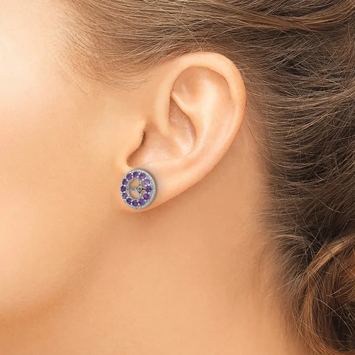 Sterling Silver Rhodium Diamond u0026 Amethyst Earring Jacket Goldia Earrings
