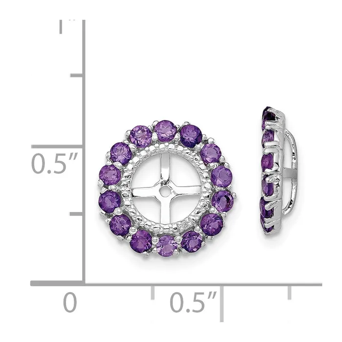 Sterling Silver Rhodium Diamond u0026 Amethyst Earring Jacket Goldia Earrings