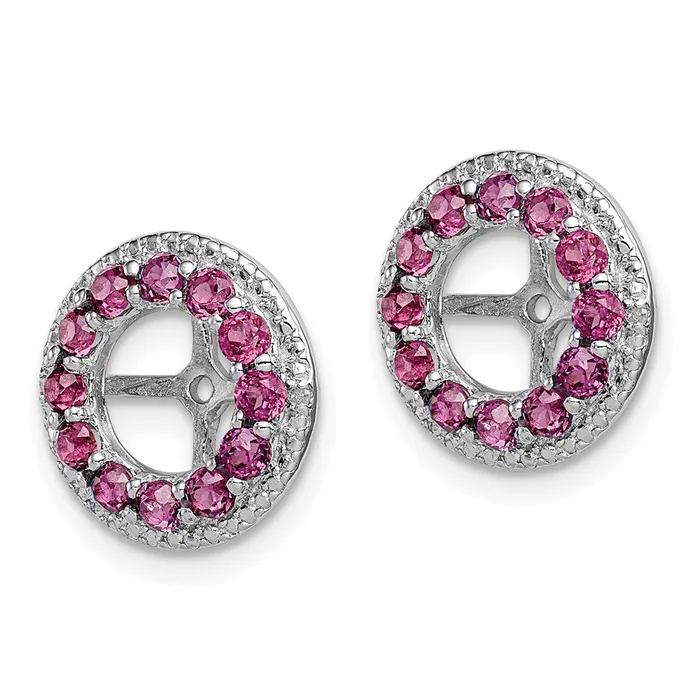 Sterling Silver Rhodium Diamond u0026 Rhodolite Garnet Earring Jacket Goldia Earrings