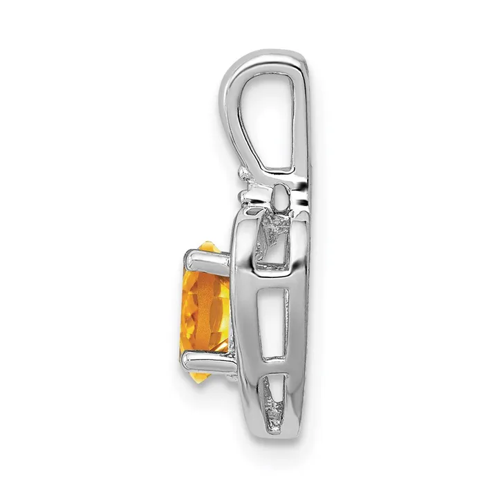 Sterling Silver Rhodiumplated Citrine u0026 Diamond Pendant Goldia Necklaces
