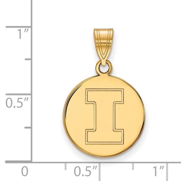 10K Yellow Gold University of Illinois Medium Disc Pendant TreasureFineJewelers Necklaces