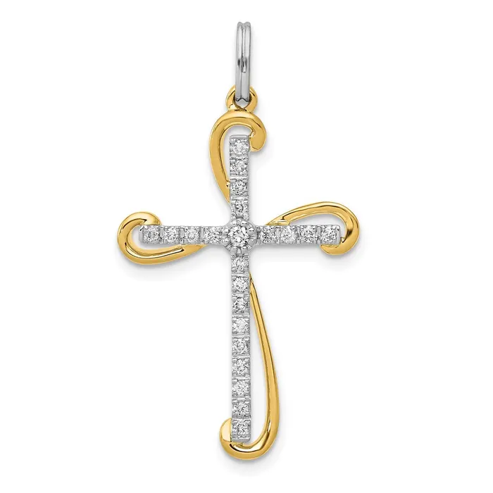 14k Twotone 16ct Diamond Cross Pendant TreasureFineJewelers Rings