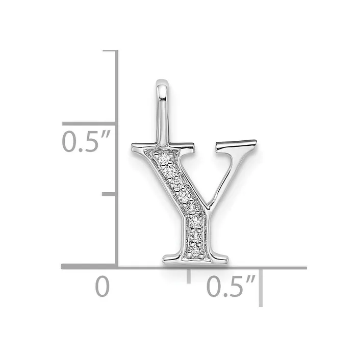 14K White Gold Diamond Letter Y Initial Pendant TreasureFineJewelers Necklaces