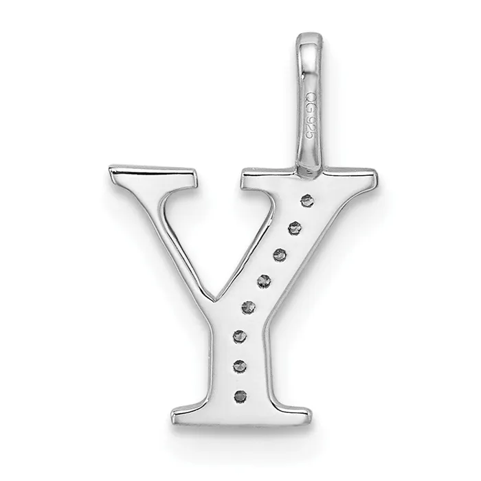 14K White Gold Diamond Letter Y Initial Pendant TreasureFineJewelers Necklaces