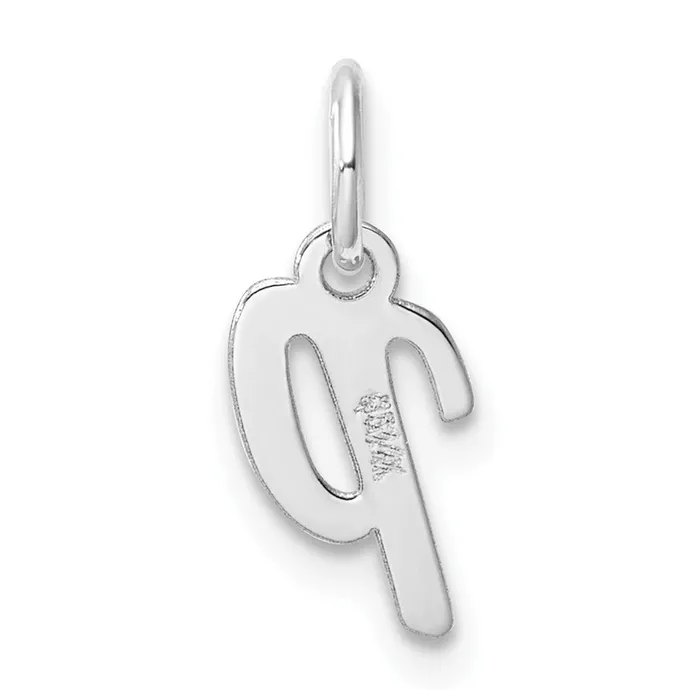 14k White Gold Small Script Letter P Initial Charm TreasureFineJewelers Charm Necklaces