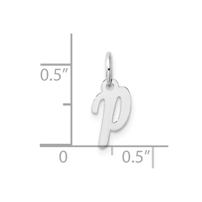 14k White Gold Small Script Letter P Initial Charm TreasureFineJewelers Charm Necklaces