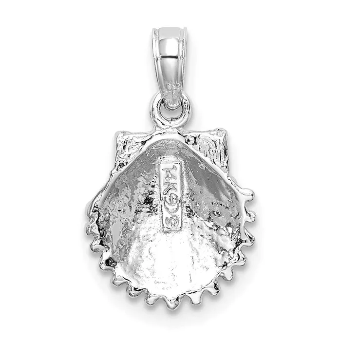 14K White Gold Textured Scallop Shell Charm TreasureFineJewelers Charm Necklaces