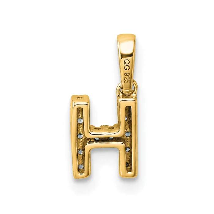 14k Yellow Gold Diamond Letter H Initial with Bail Pendant TreasureFineJewelers Necklaces