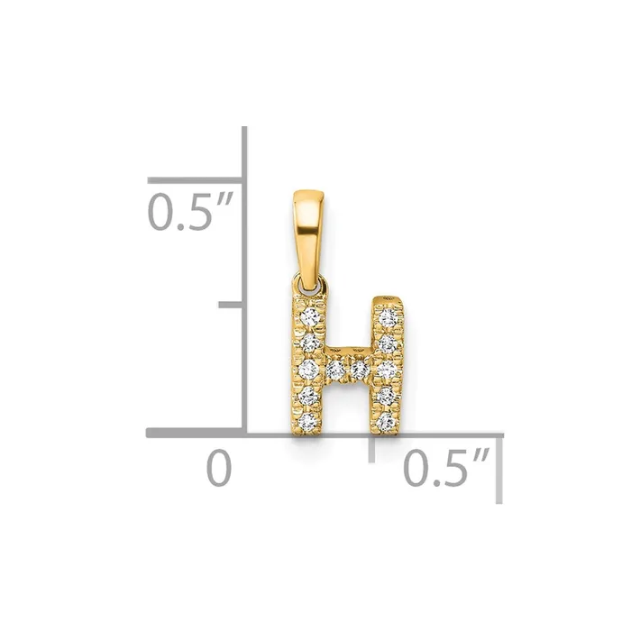 14k Yellow Gold Diamond Letter H Initial with Bail Pendant TreasureFineJewelers Necklaces