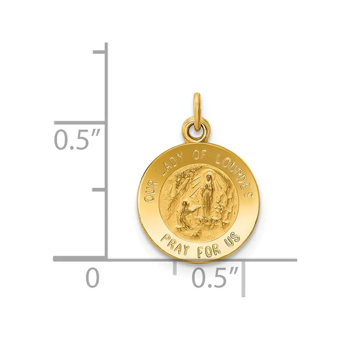 14k Yellow Gold Our Lady of Lourdes Medal Charm TreasureFineJewelers Charm Necklaces