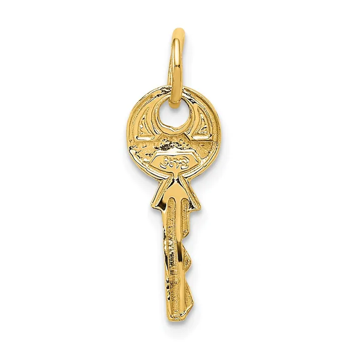 Charm Necklaces 14K Polished 3D Rounded Top Key Charm TreasureFineJewelers