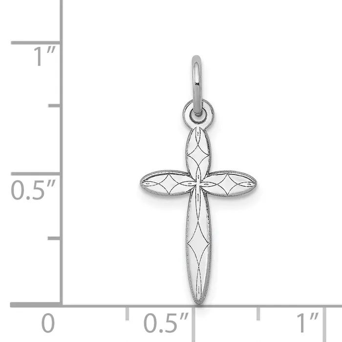 Charm Necklaces TreasureFineJewelers 14K White Gold Laser Designed Cross Charm
