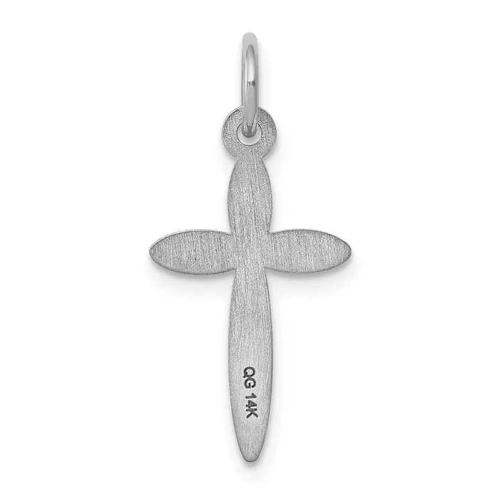 Charm Necklaces TreasureFineJewelers 14K White Gold Laser Designed Cross Charm