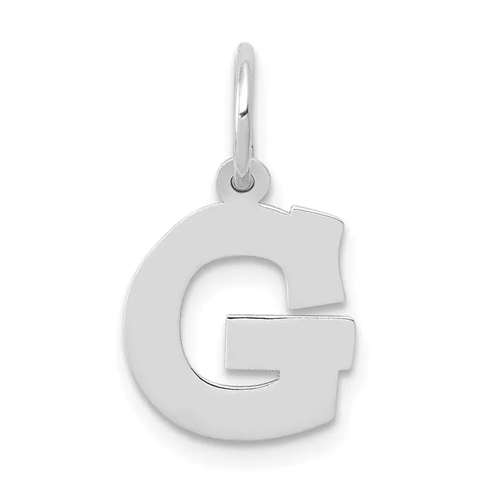 Charm Necklaces TreasureFineJewelers 14k White Gold Small Block Letter G Initial Charm Charm Necklaces TreasureFineJewelers 14k White Gold Small Block Letter G Initial Charm