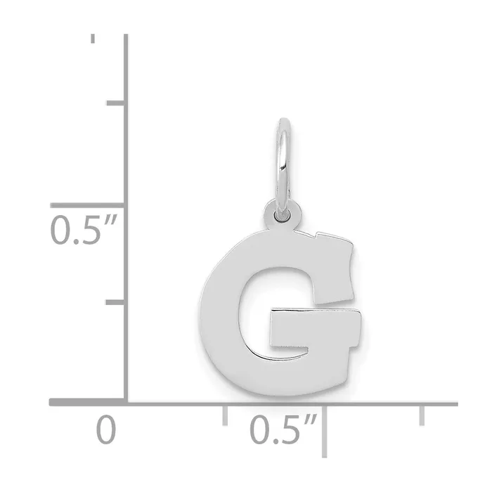 Charm Necklaces TreasureFineJewelers 14k White Gold Small Block Letter G Initial Charm