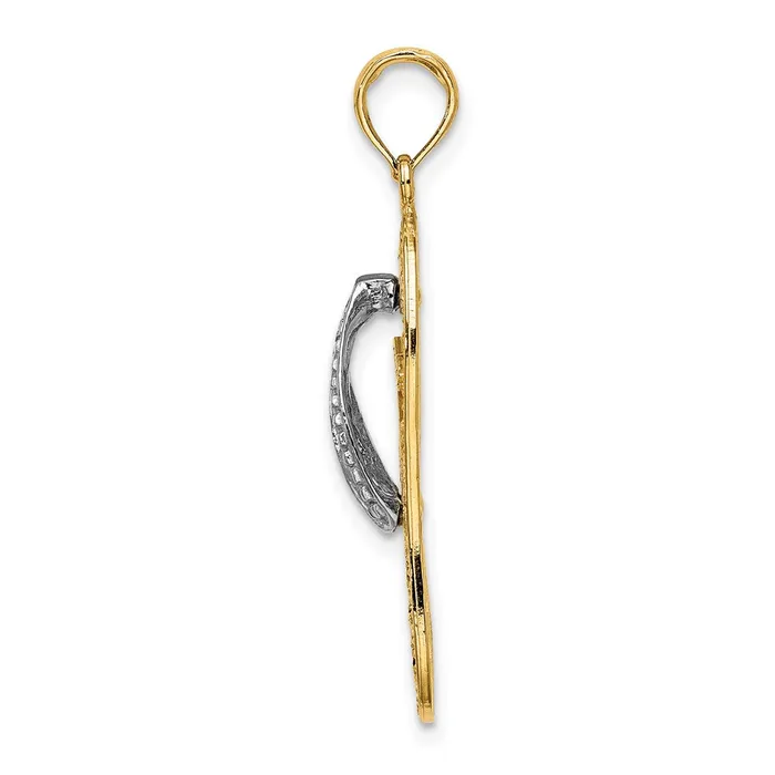 Charm Necklaces TreasureFineJewelers 14k Yellow Gold Rhodium wRhodium Palm Tree FlipFlop Charm