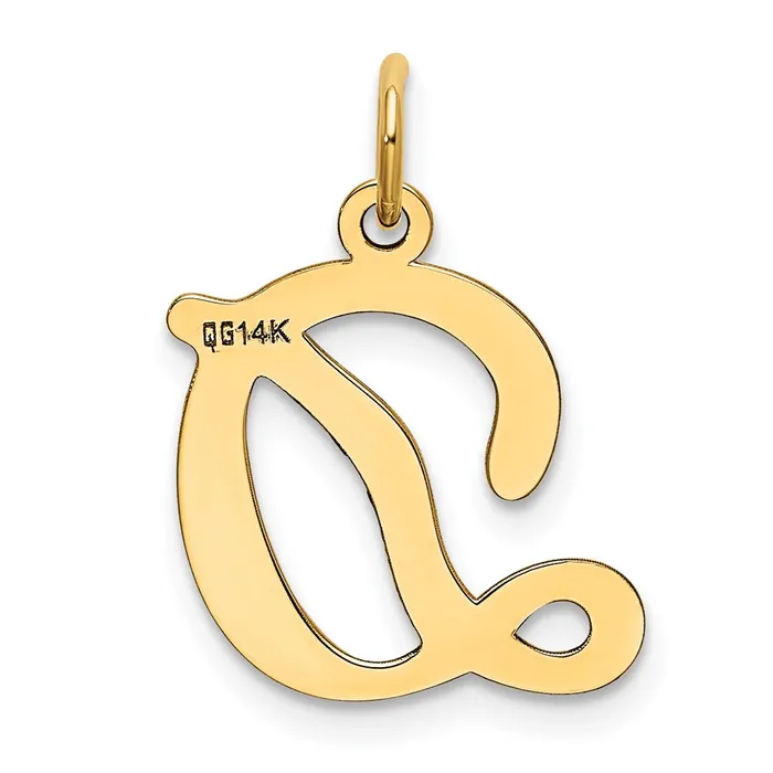 Charm Necklaces TreasureFineJewelers 14k Yellow Gold Script Letter D Initial Charm