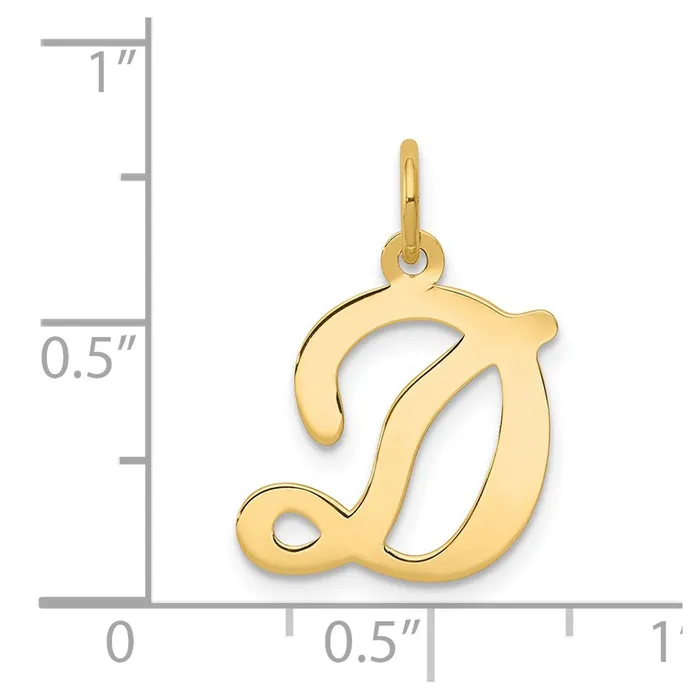 Charm Necklaces TreasureFineJewelers 14k Yellow Gold Script Letter D Initial Charm