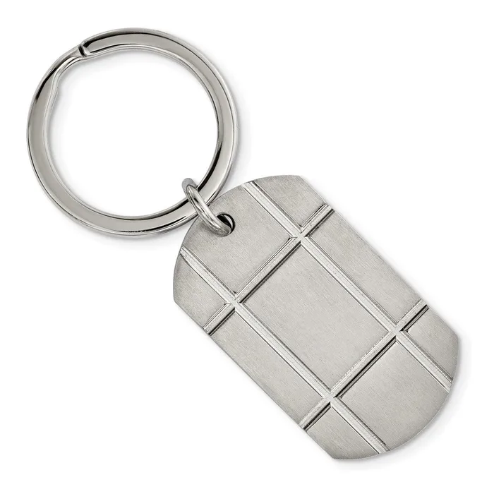 Chisel Stainless Steel Brushed Grooved Key Ring TreasureFineJewelers Rings Chisel Stainless Steel Brushed Grooved Key Ring TreasureFineJewelers Rings